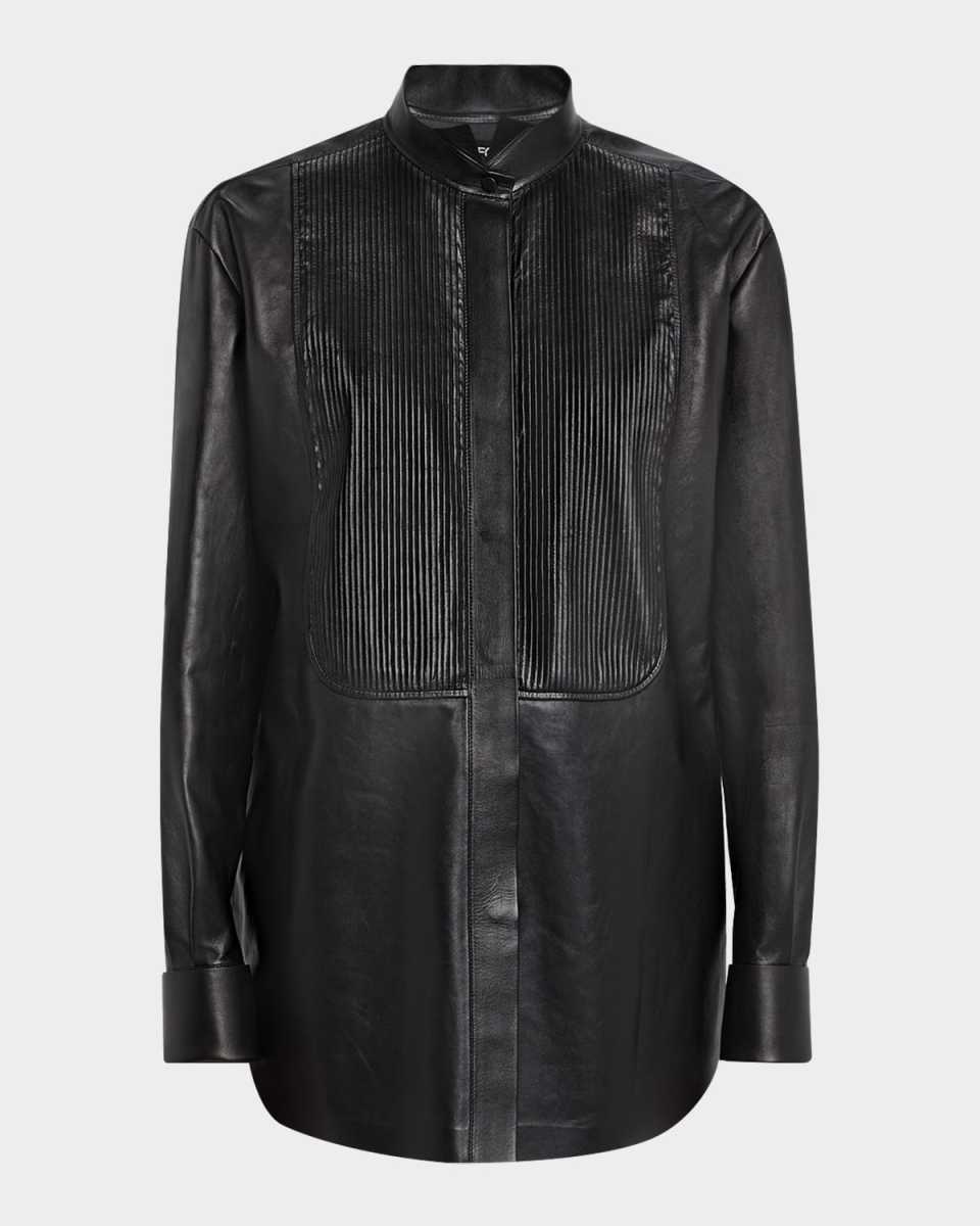 French Plonge Leather Tuxedo Shirt
